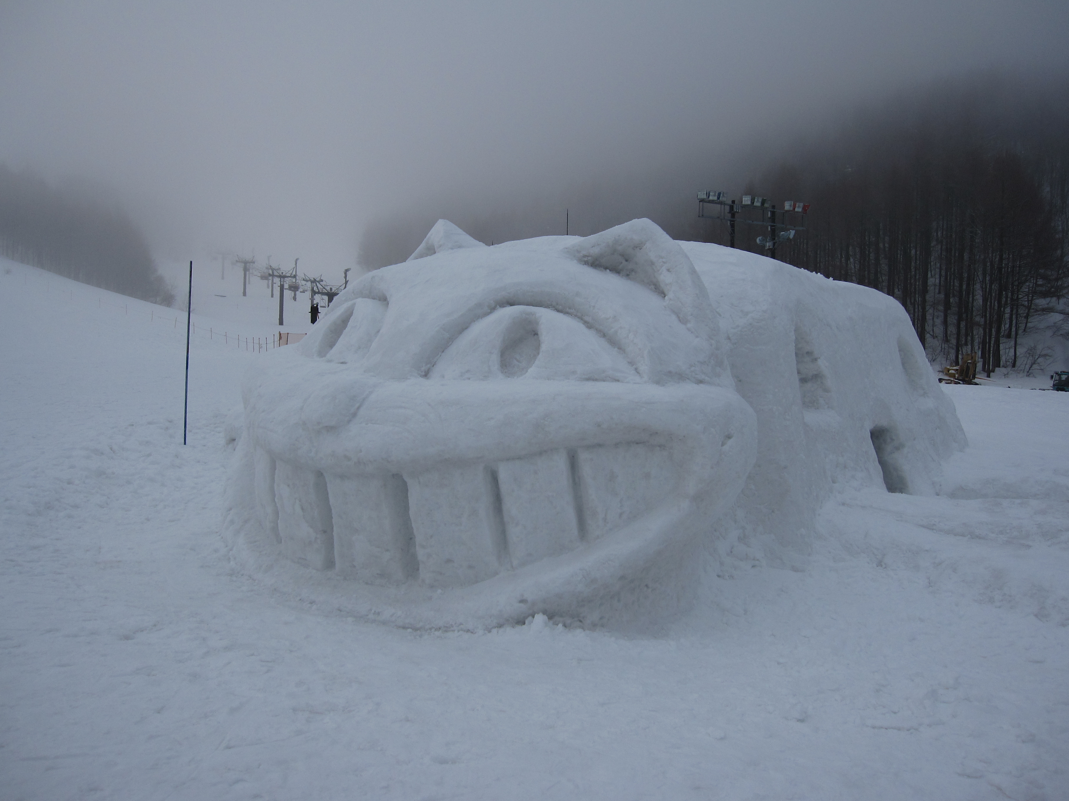 雪山とプジョー